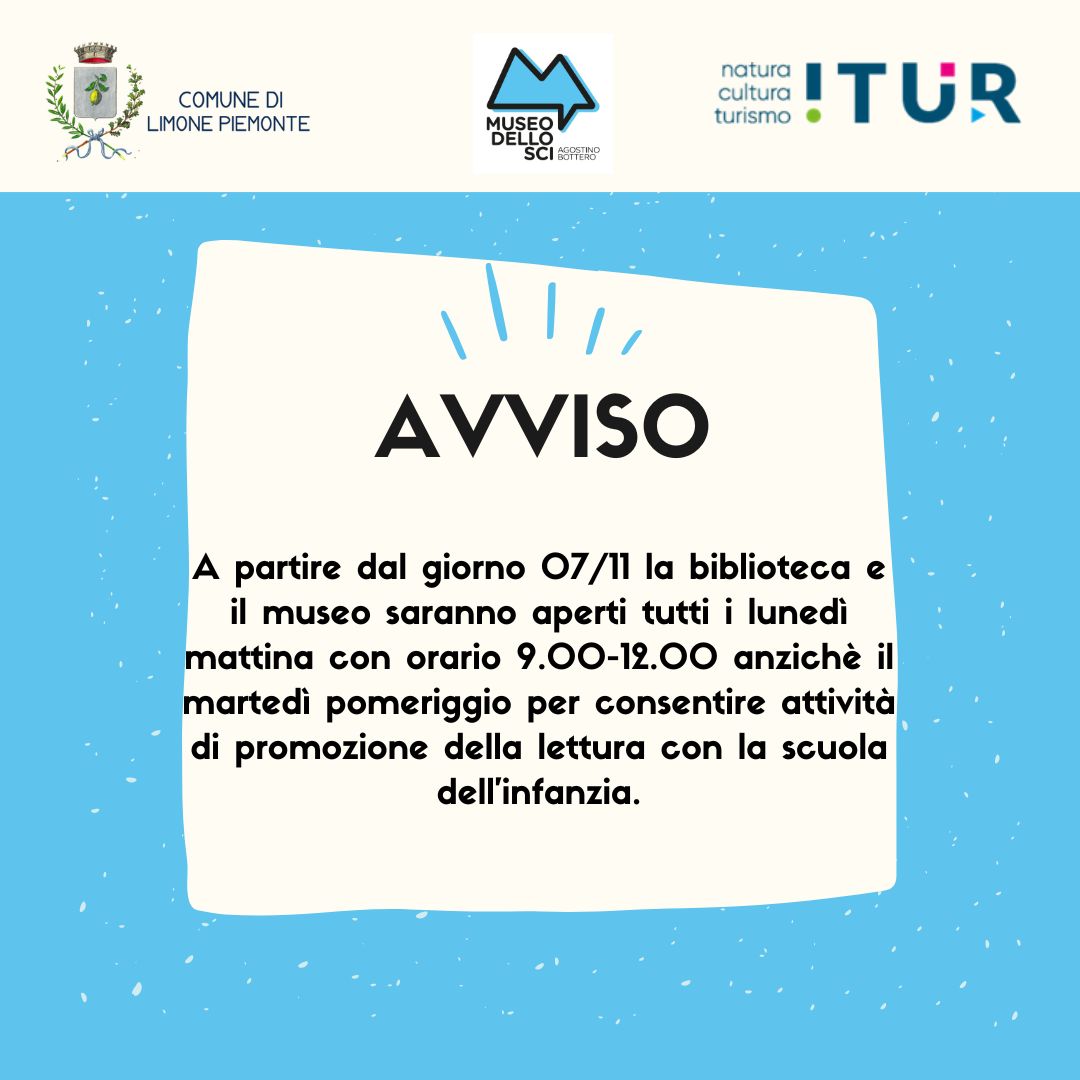 Variazione orari Biblioteca e Museo dello Sci dal 7 novembre